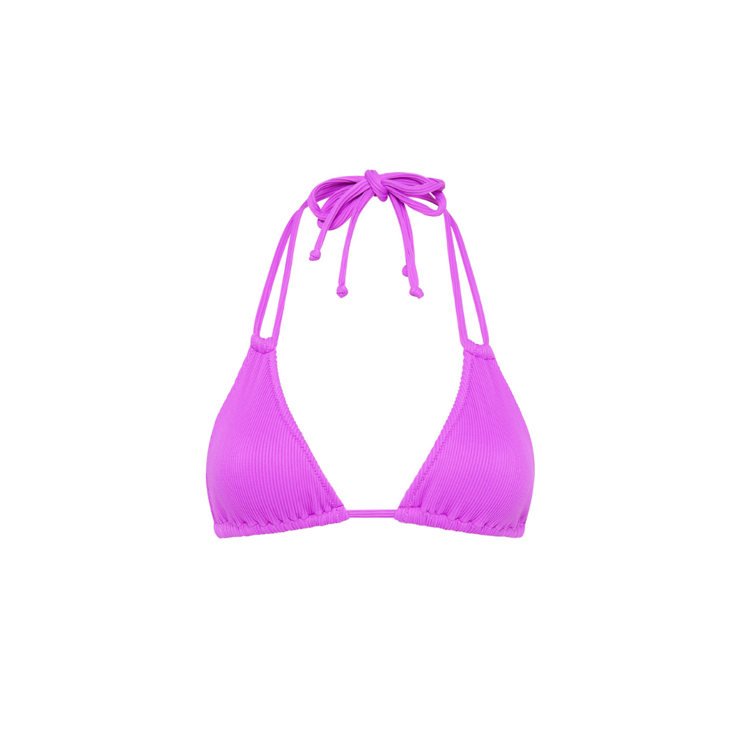 Electric Violet Ribbed Halter Bralette Top