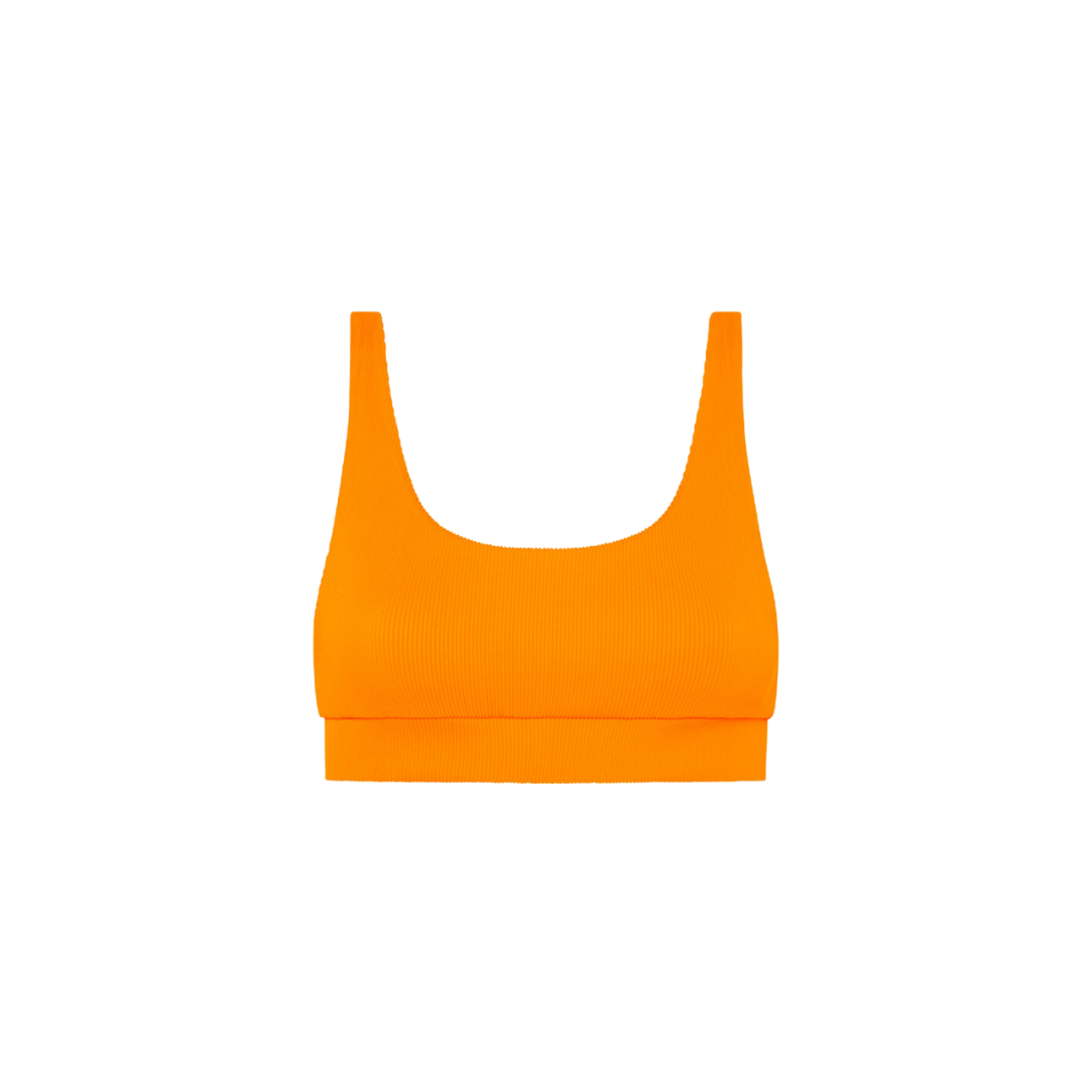 Papaya Ribbed Long Crop Top