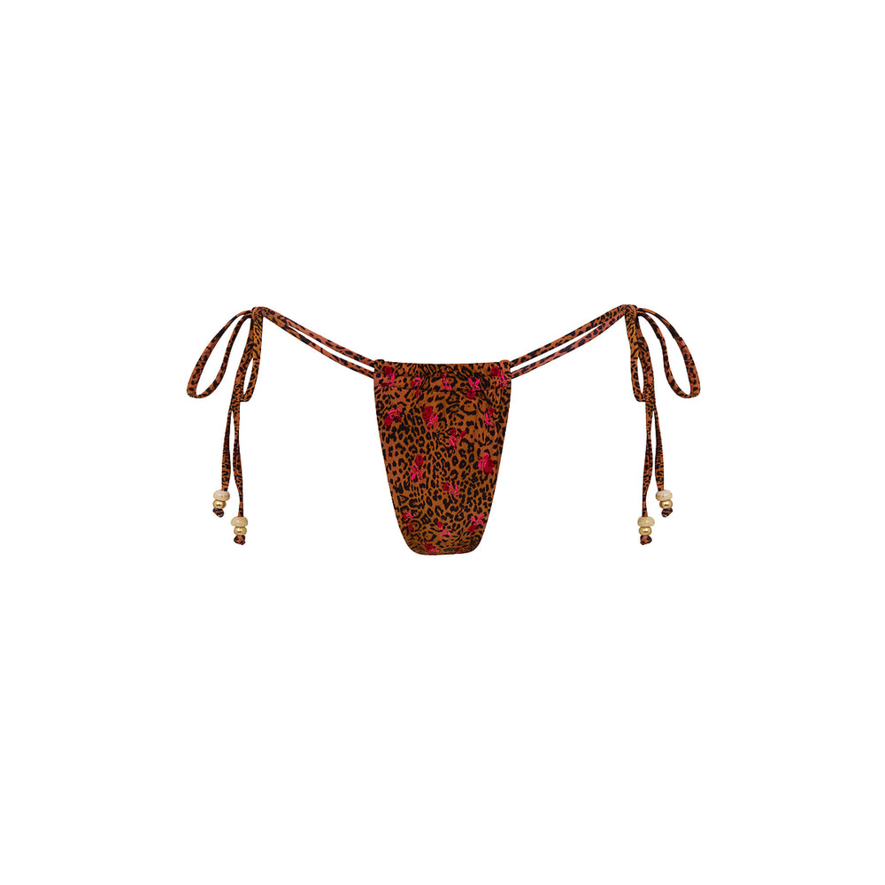 Wild Rose Tie Ruched Thong Bottom