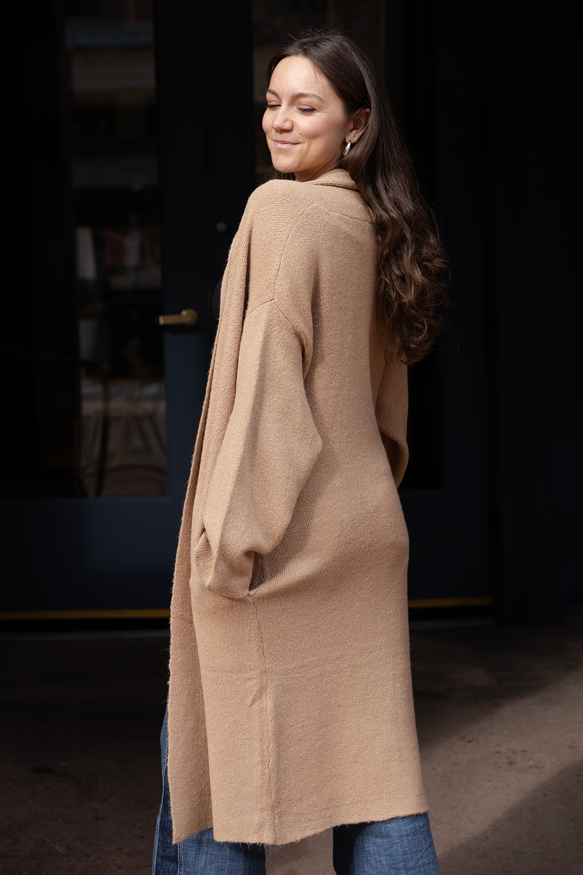 Dark Taupe Katherine Knee Length Cardigan