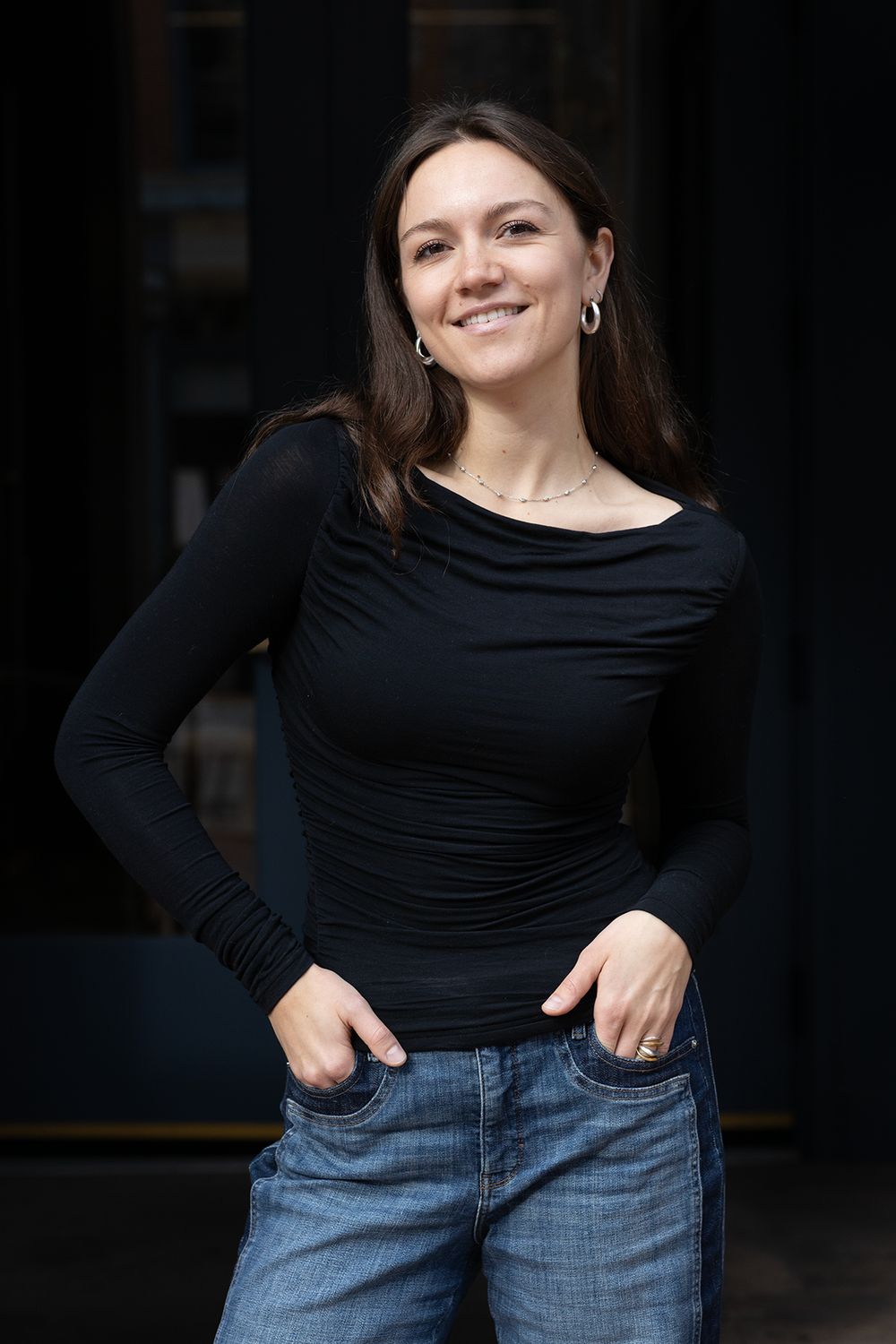 Black Ruched Off the Shoulder Knit top