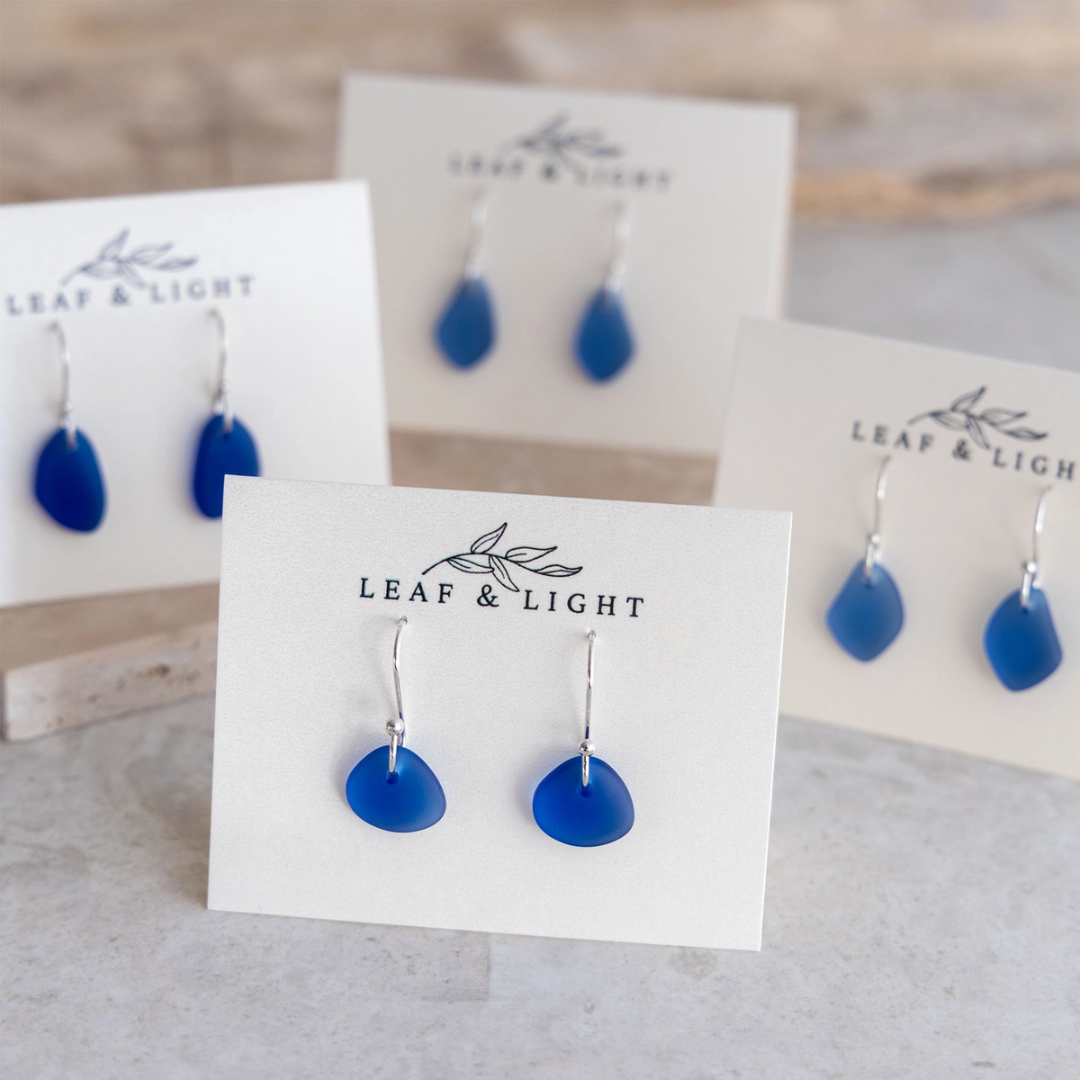 Blue Coastal Sea Glass Drop Earrings