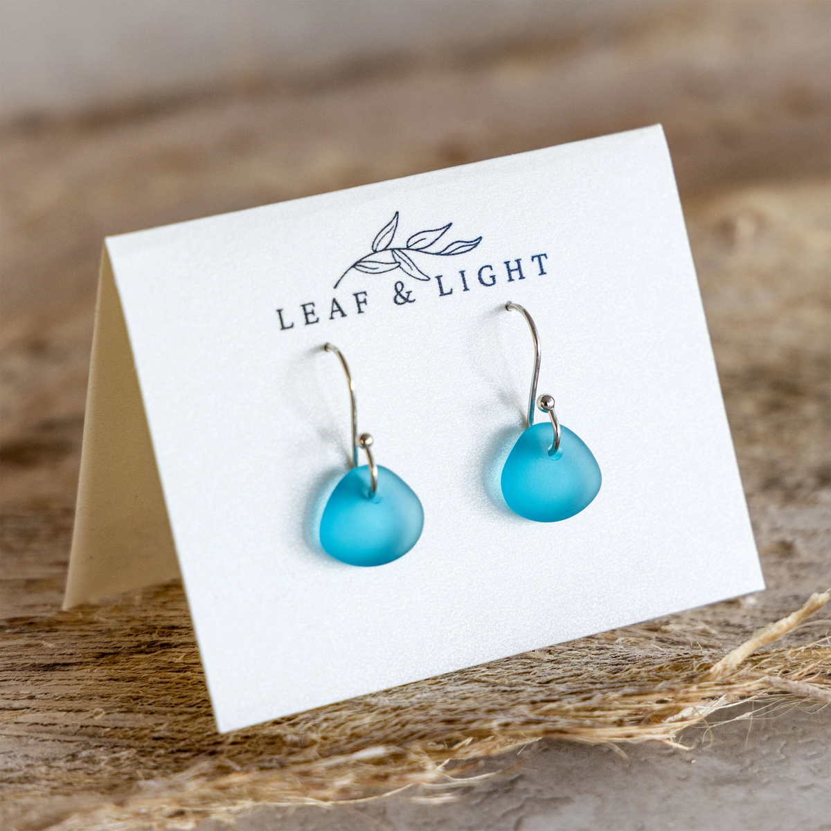 Blue Coastal Sea Glass Drop Earrings