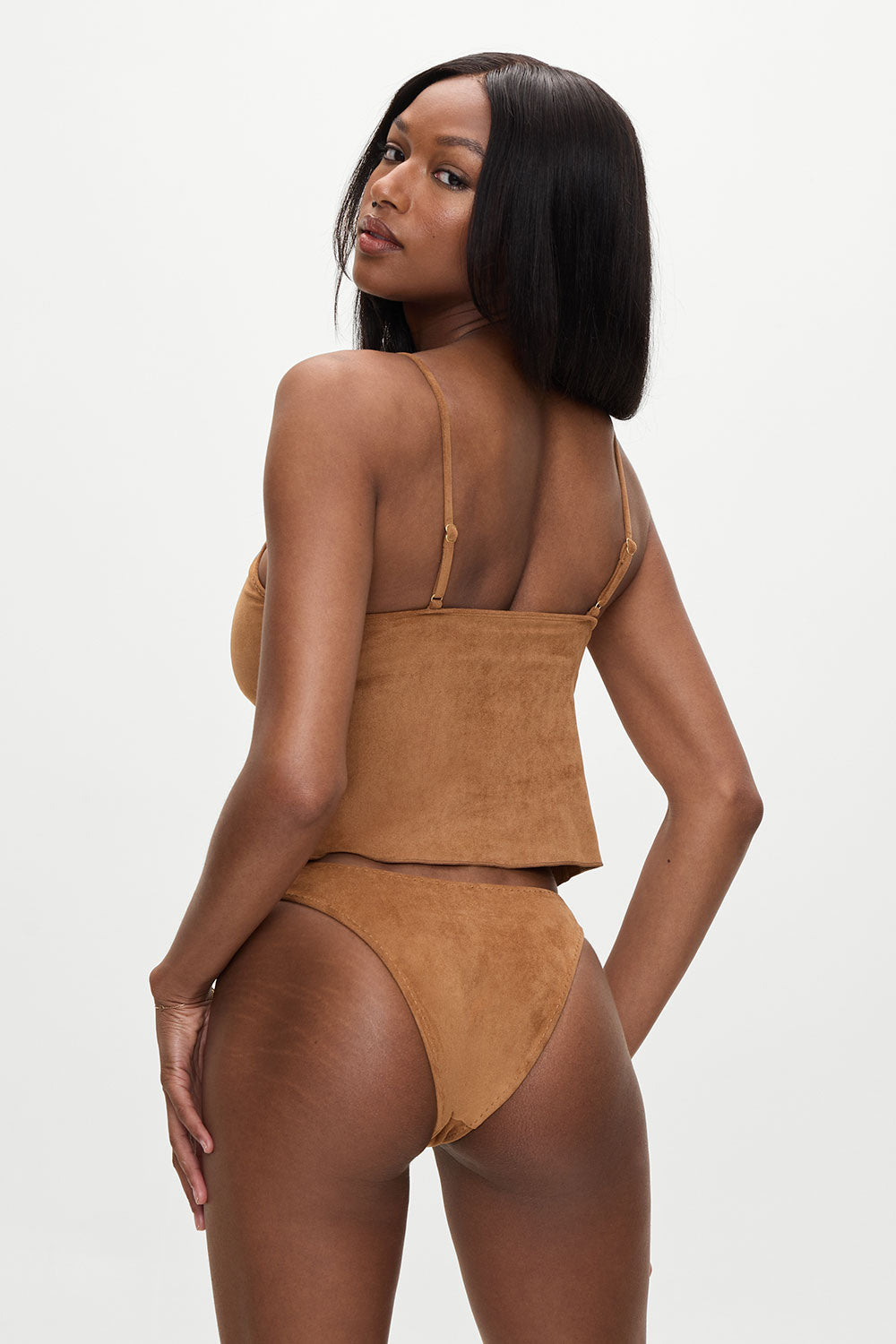 Bella Hadid's Sunkissed Suede Dove Bottom