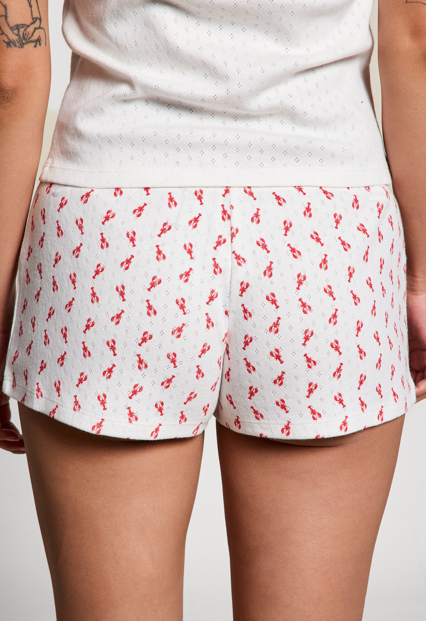 Lobster Print Pointelle Sleep Short