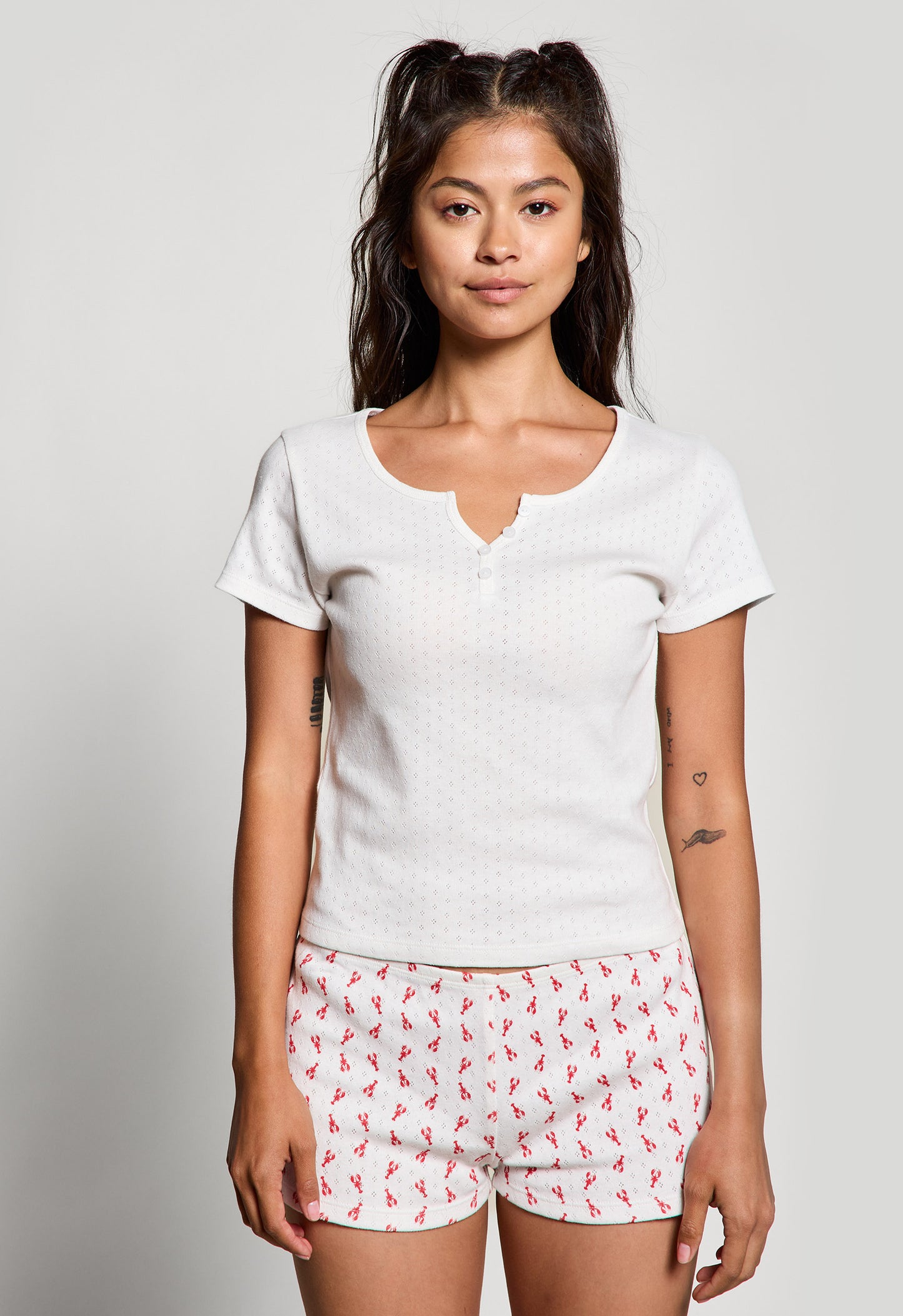Lobster Print Pointelle Sleep Short