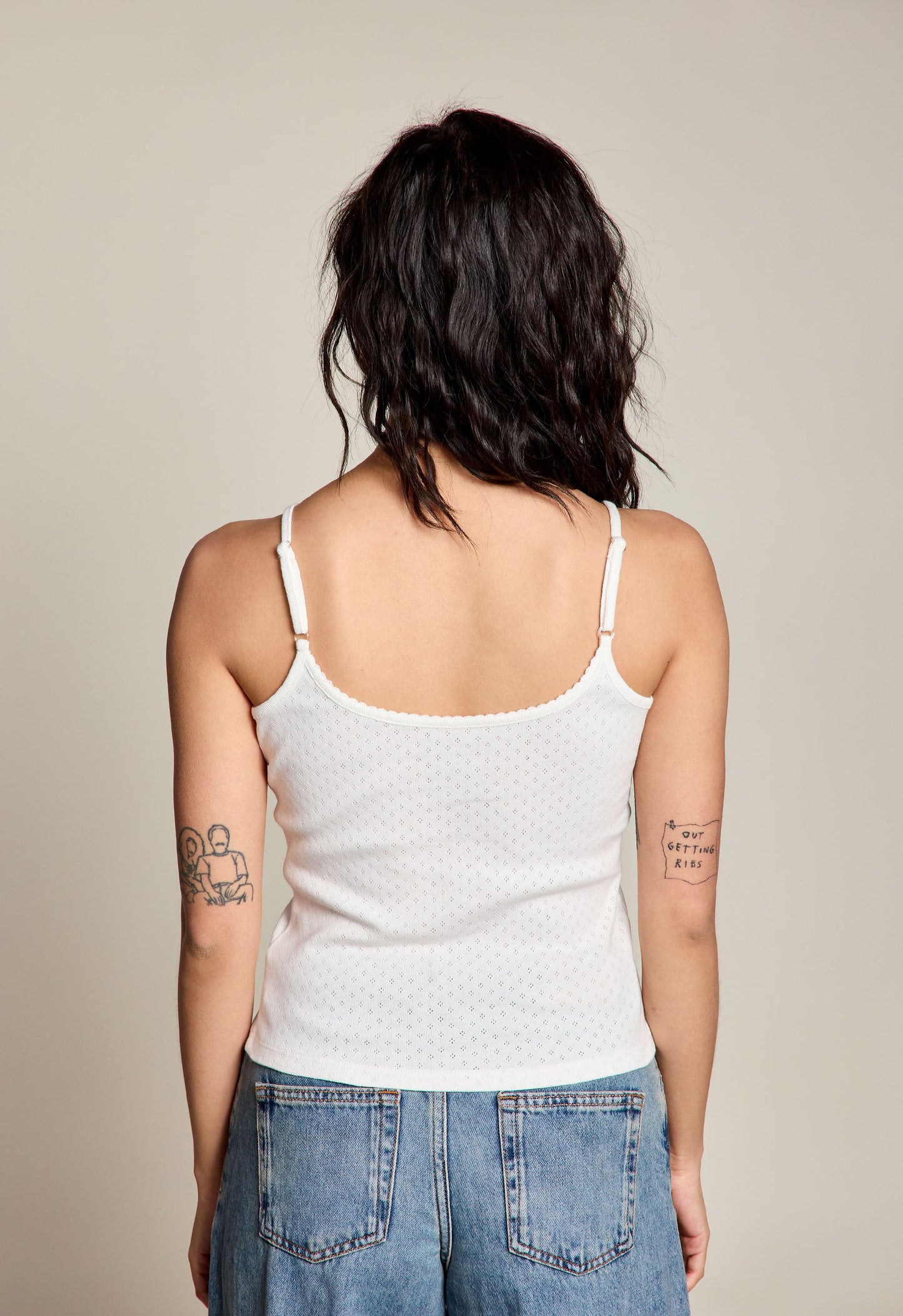 White Pointelle Rosette Cami