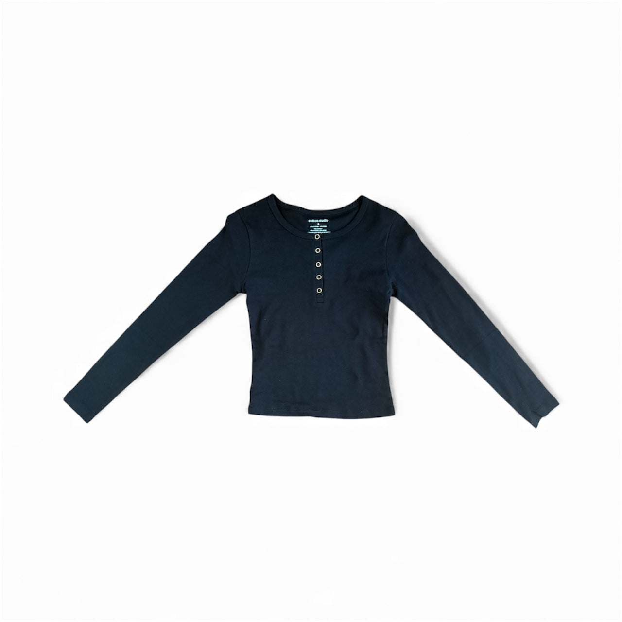 Black Long Sleeve Button-Down Baby Tee
