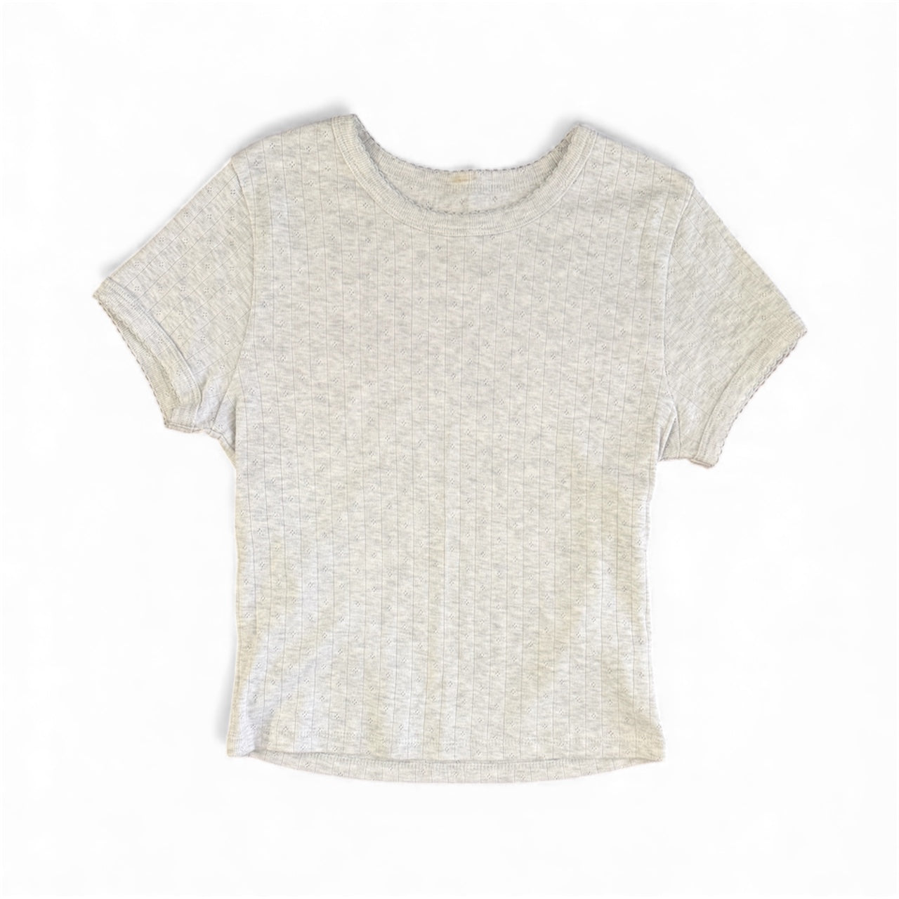 White Pointelle Button-Down Baby Tee