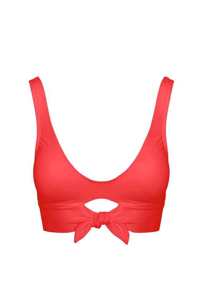 Fiery Red Ava Knot Bikini Top