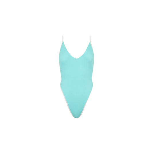 Calypso Blue Plunge Cross Back One Piece