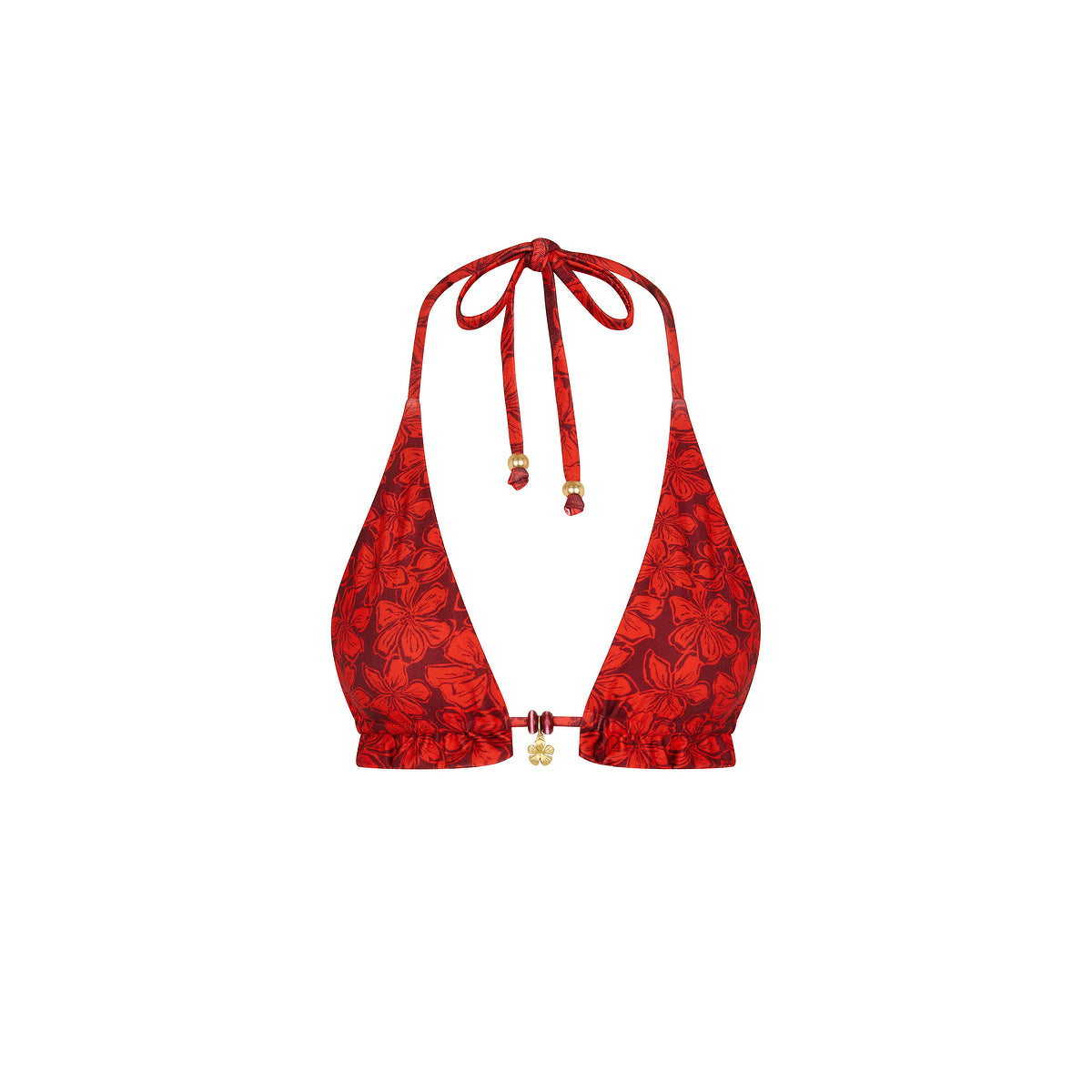 Sassy Sangria Frill Halter Bralette Top