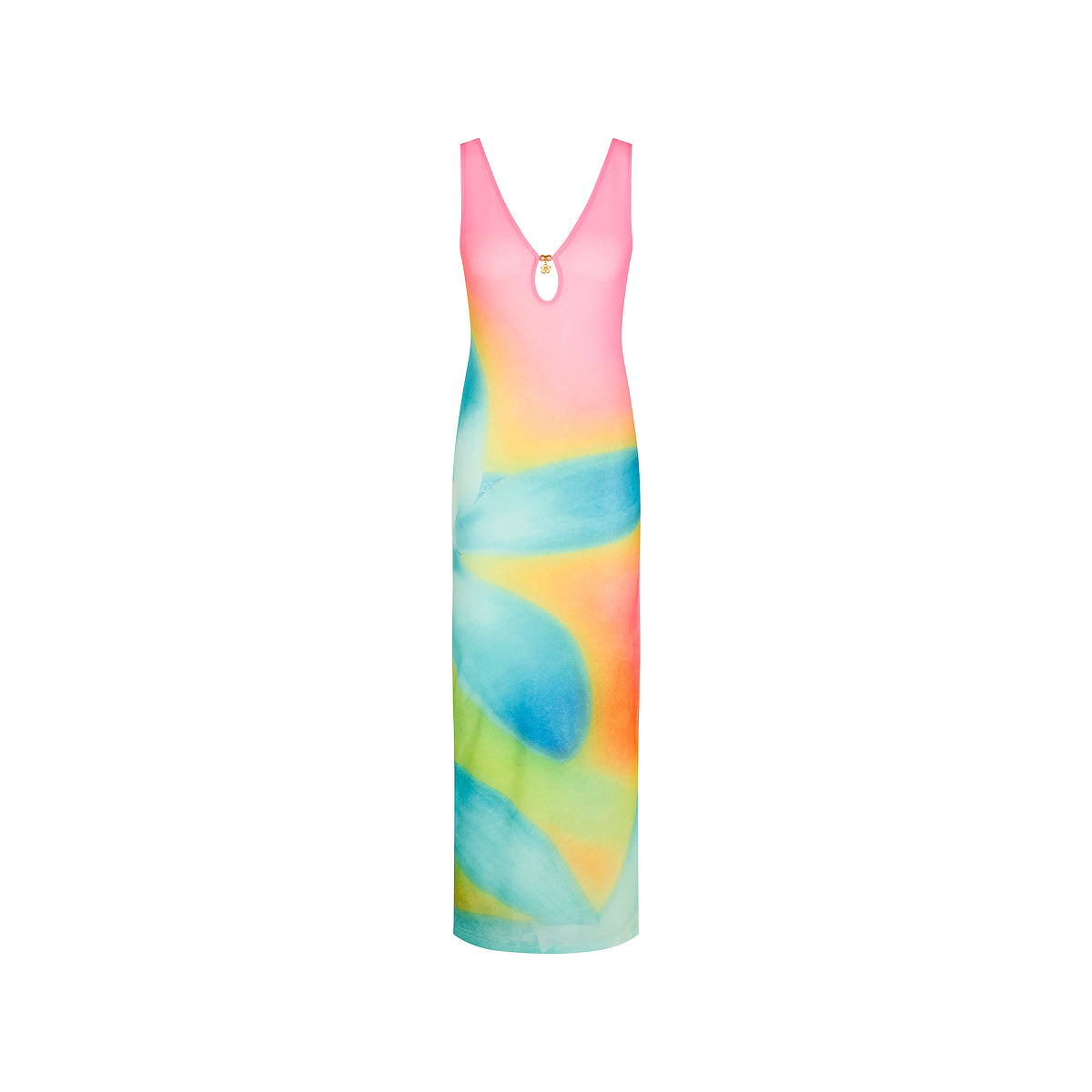Afterglow Plunge Mesh Maxi Dress
