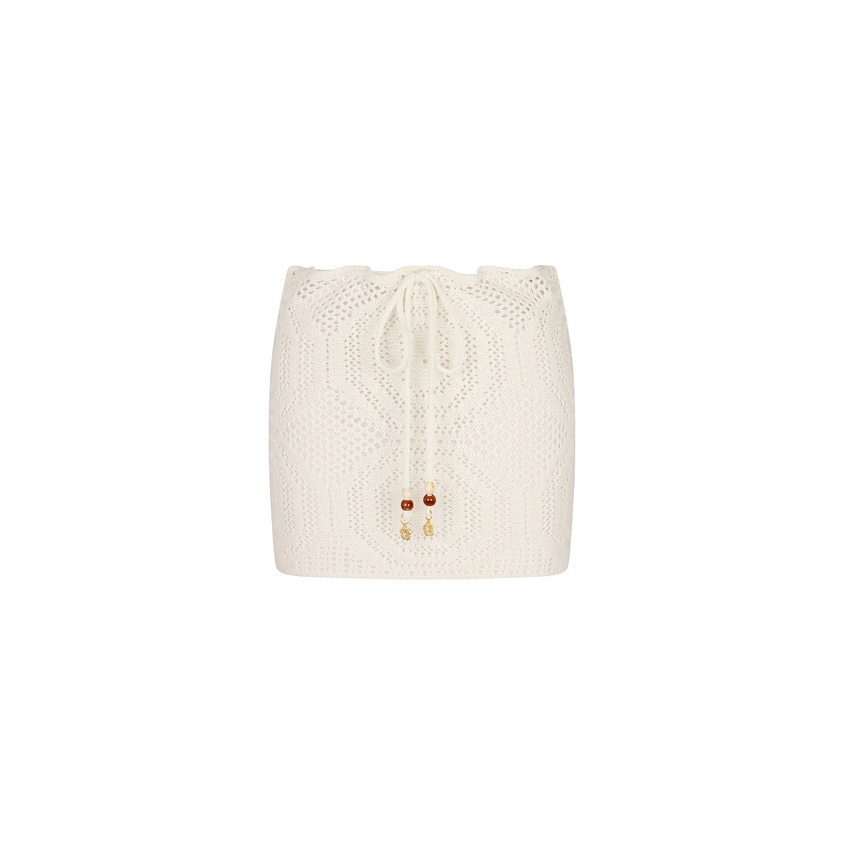 Whipped White Crochet Lace Knit Mini Skirt