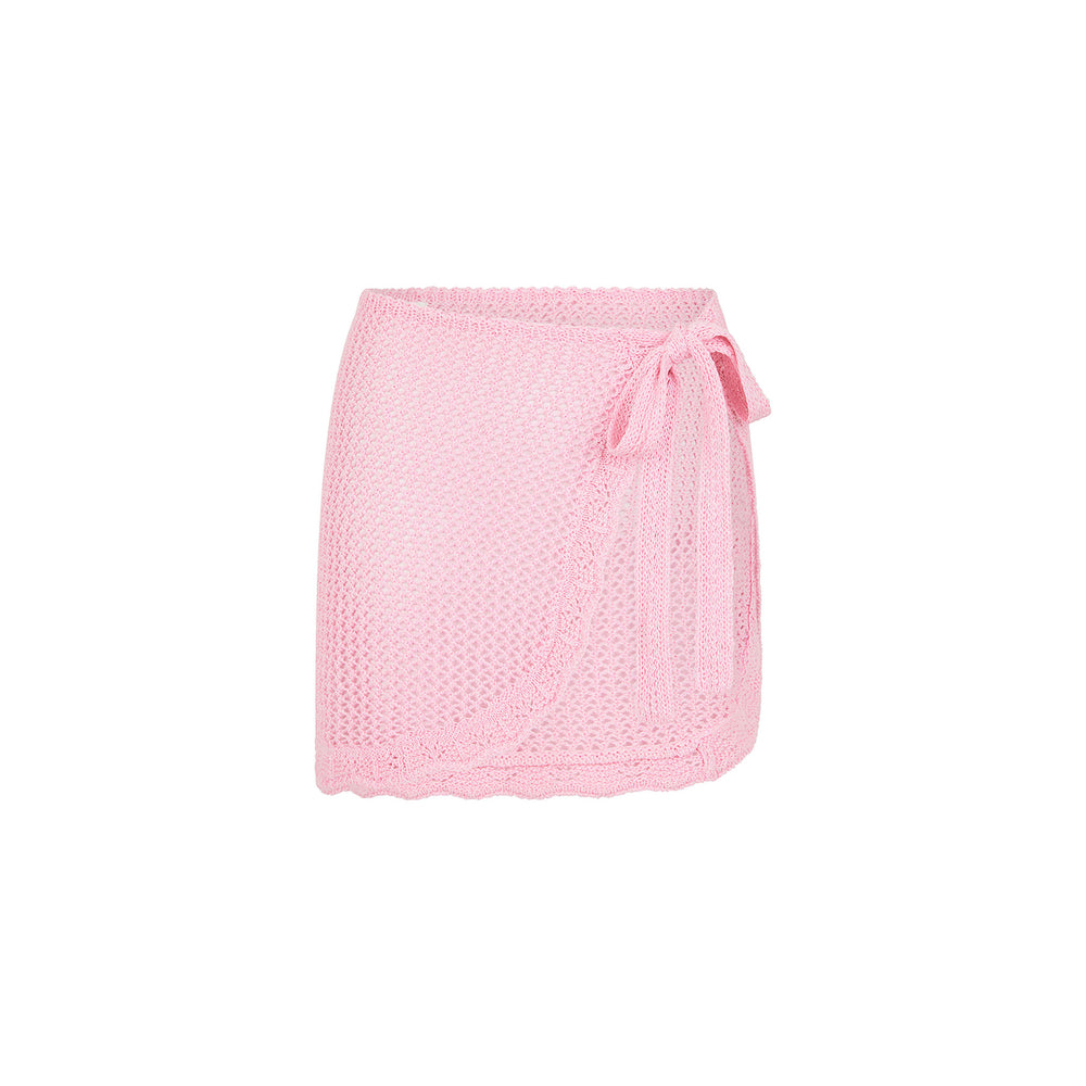 Strawberry Glaze Crochet Knit Mini Sarong