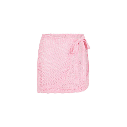 Strawberry Glaze Crochet Knit Mini Sarong