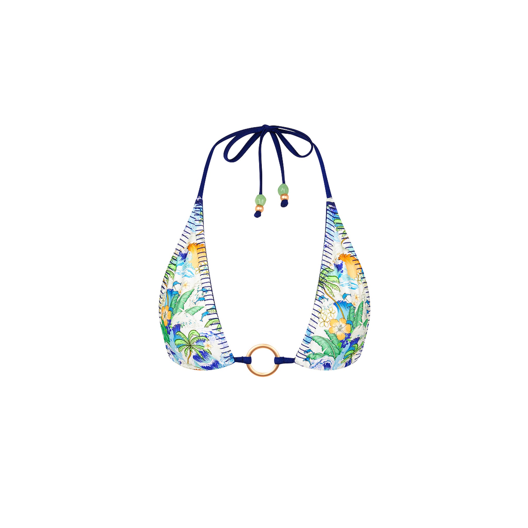 Blue Crush Lace Stitch Ring Halter Top