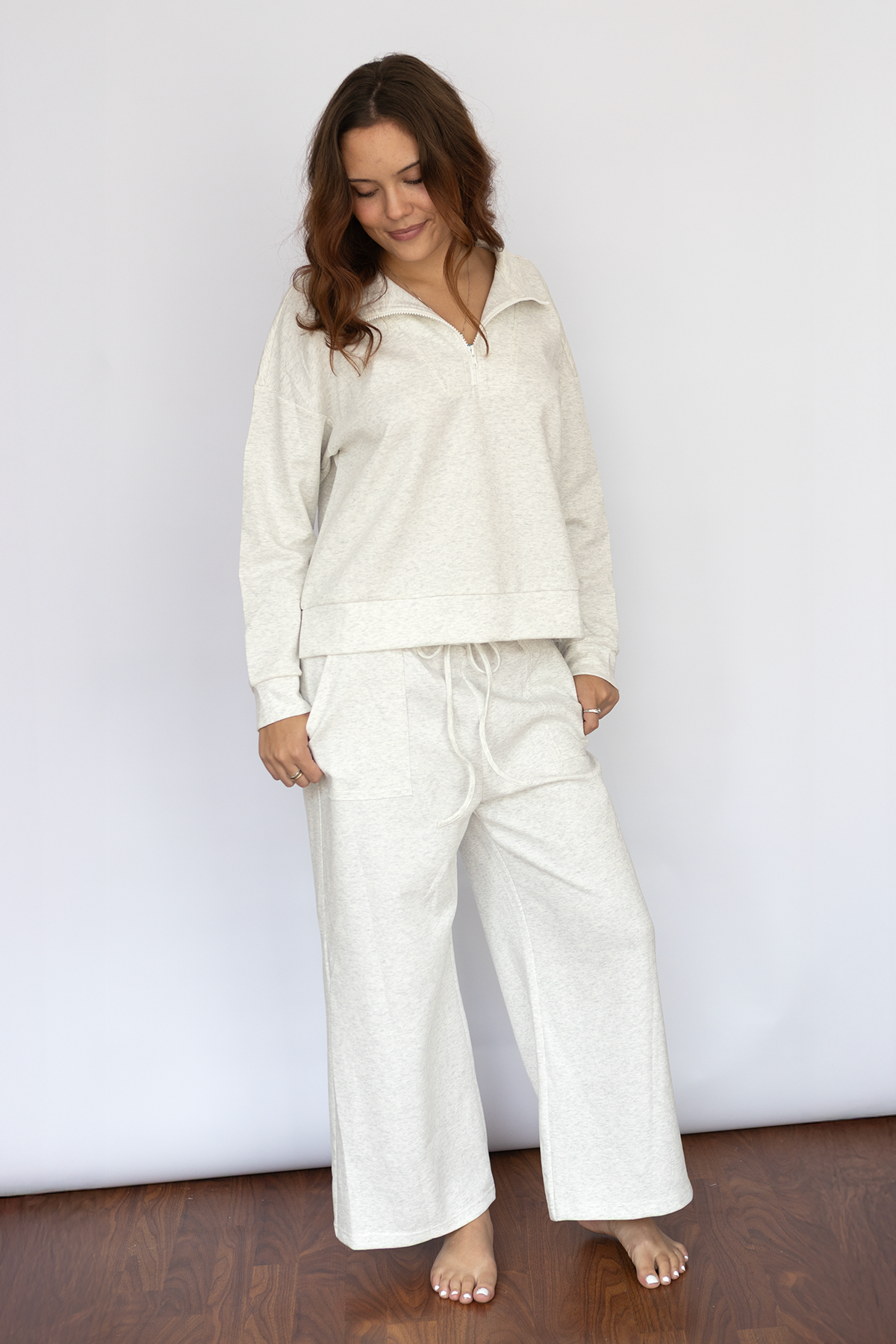 Heather Oatmeal Wide Leg Pant