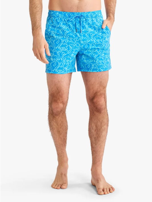 Turquoise Cut Out Palm Bungalow Men's Trunks