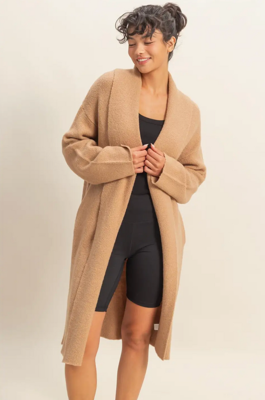 Dark Taupe Longline Cardigan Sweater