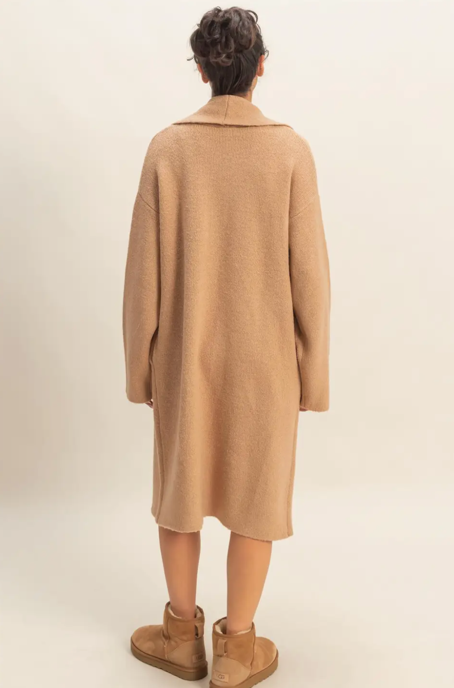 Dark Taupe Longline Cardigan Sweater
