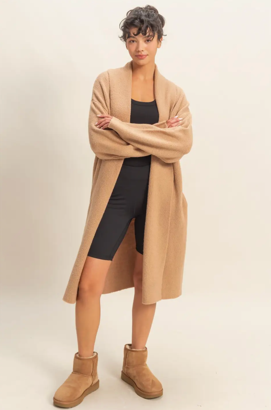 Dark Taupe Longline Cardigan Sweater