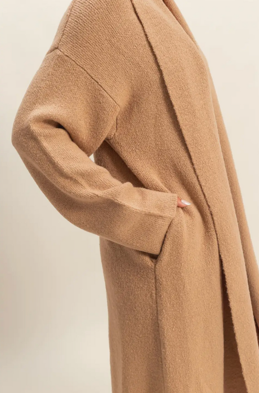 Dark Taupe Longline Cardigan Sweater