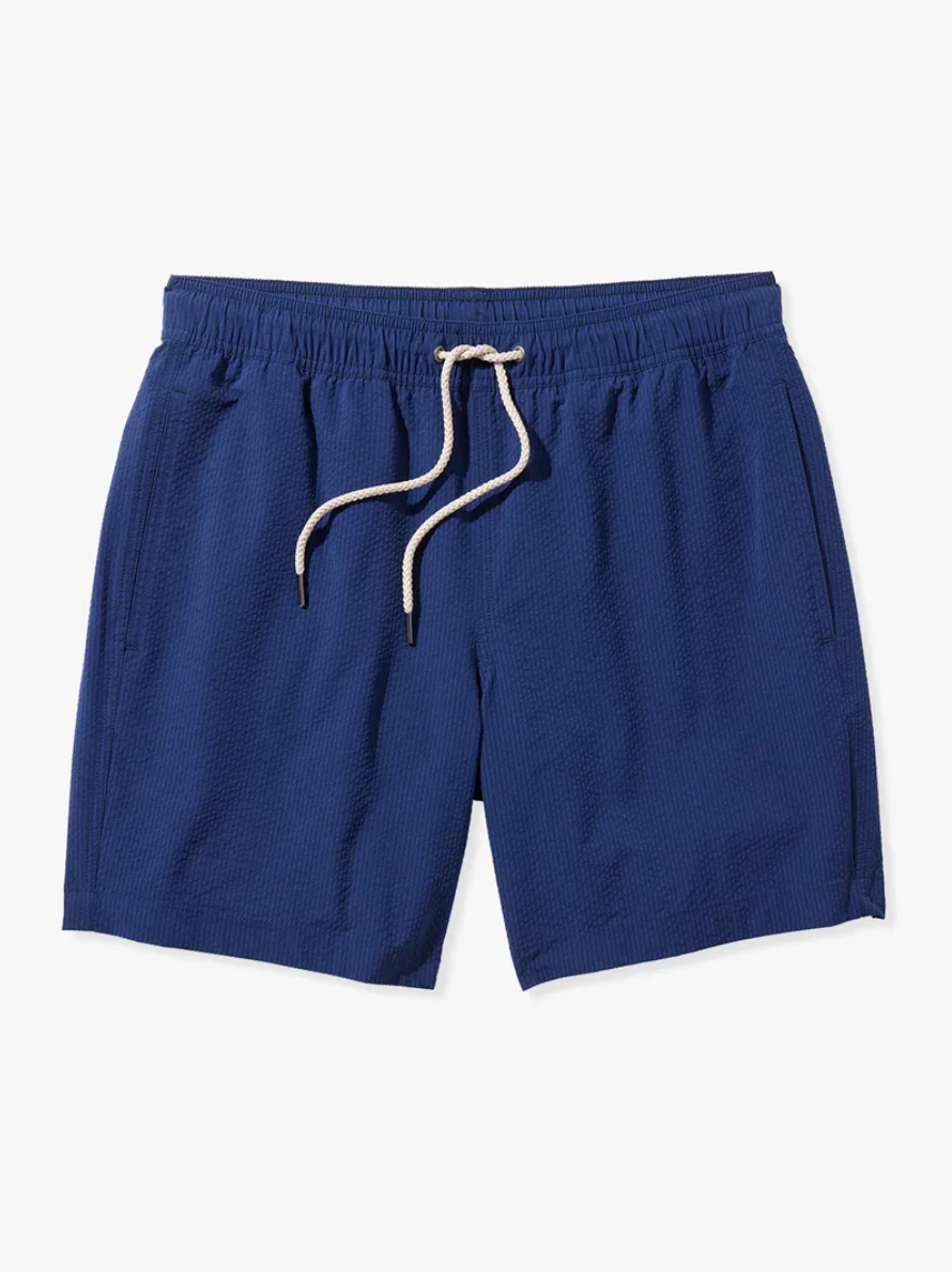 Navy Seersucker Bayberry Men's Trunks