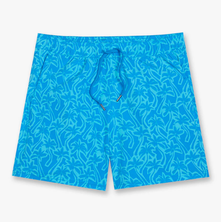 Turquoise Cut Out Palm Bungalow Men's Trunks