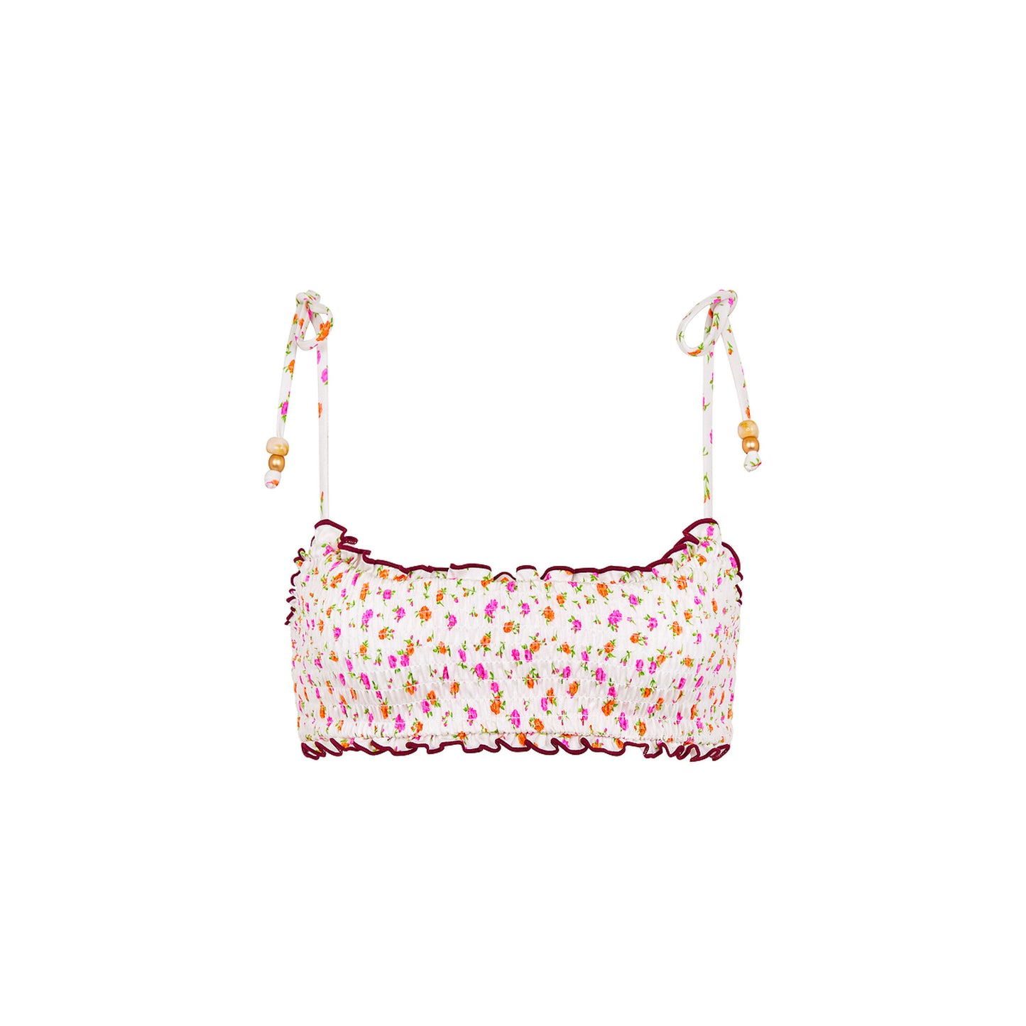 Rosie Posie Shirred Crop Tie Top