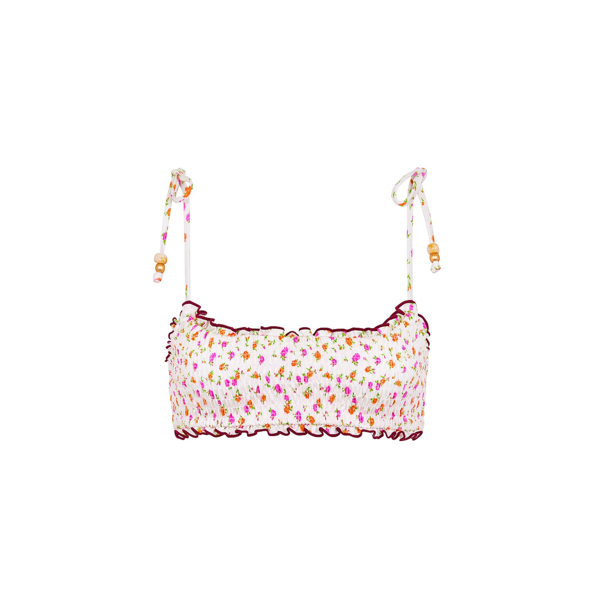 Rosie Posie Shirred Crop Tie Top