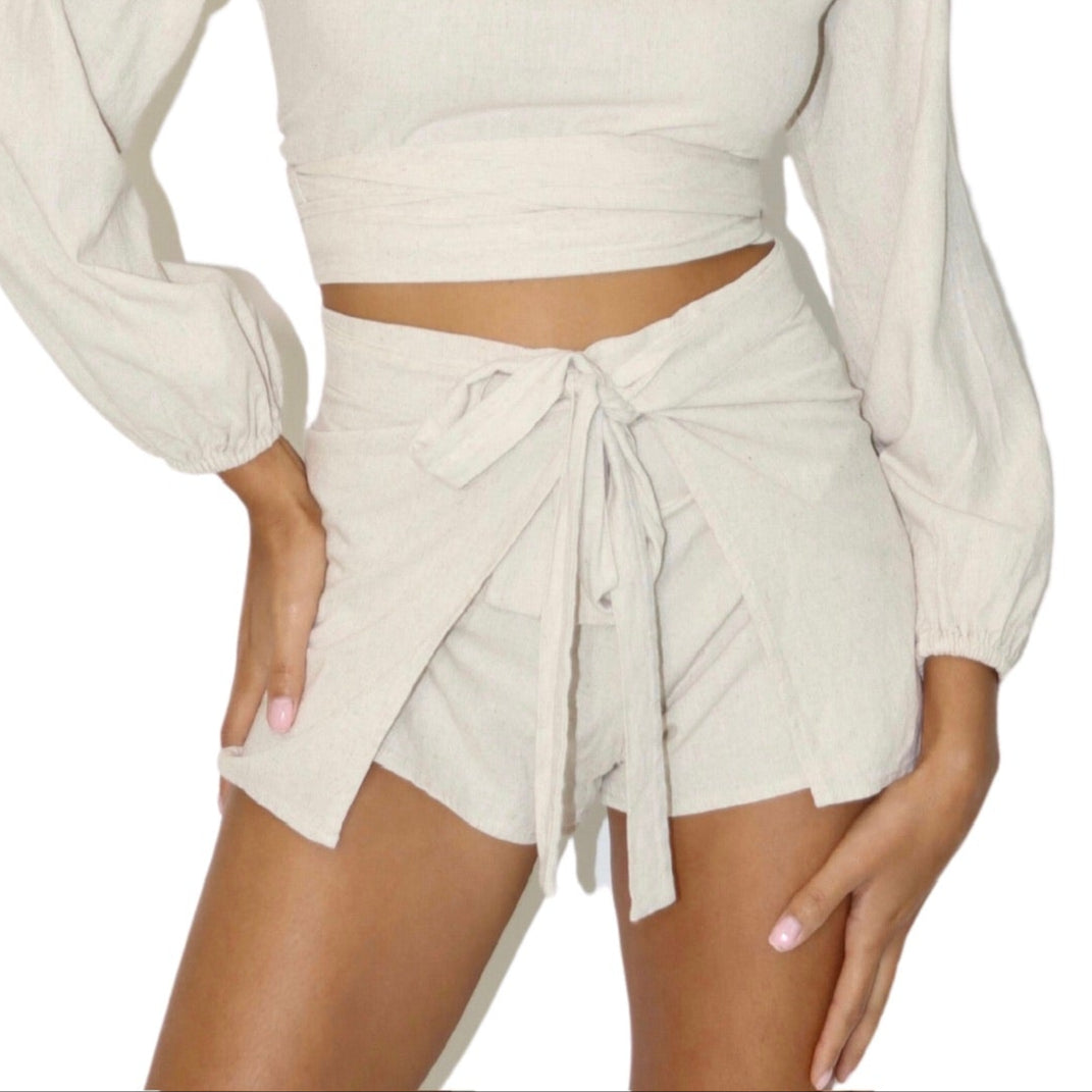 Natural Linen Wrap Short