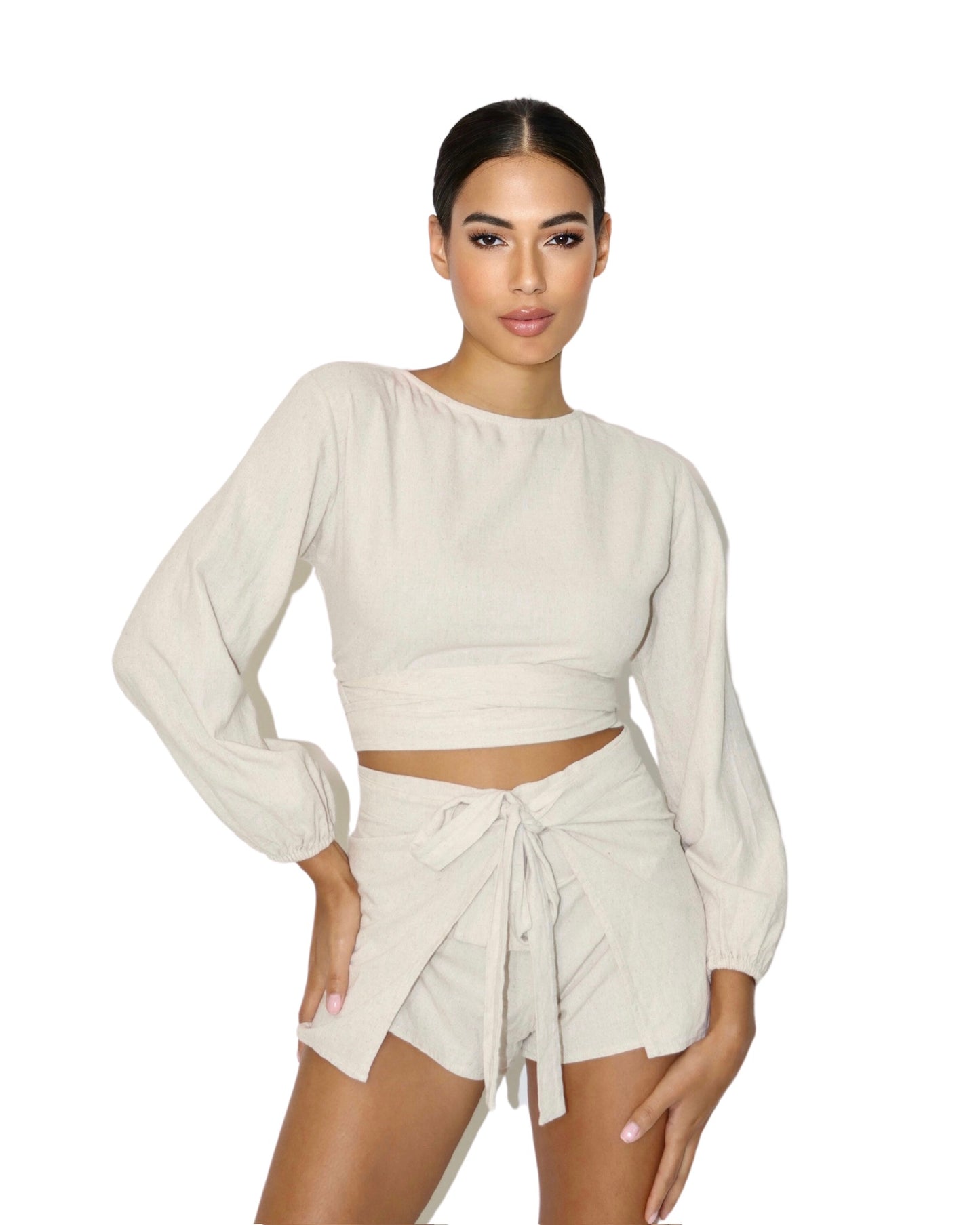 Natural Linen Wrap Short