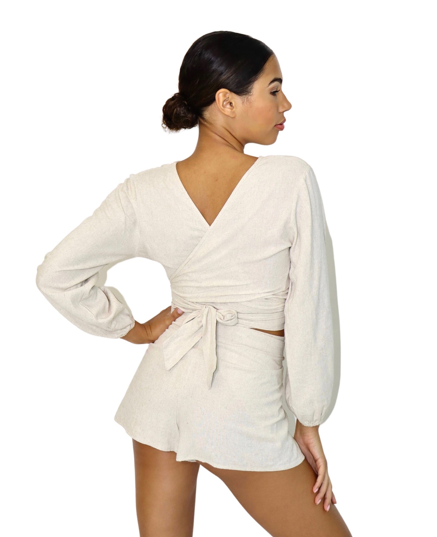 Natural Linen Wrap Short