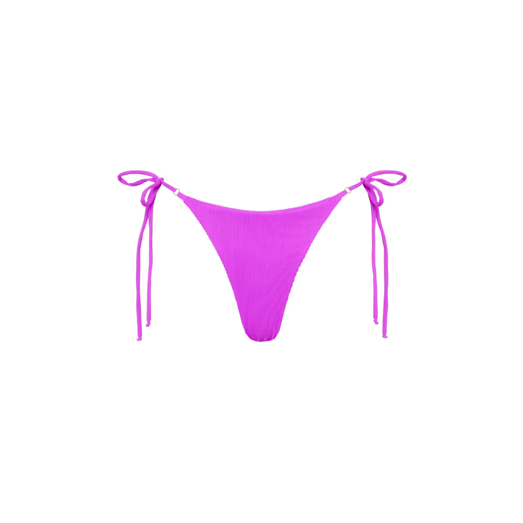 Tanning Thong Bikini Bottom - Electric Violet Ribbed