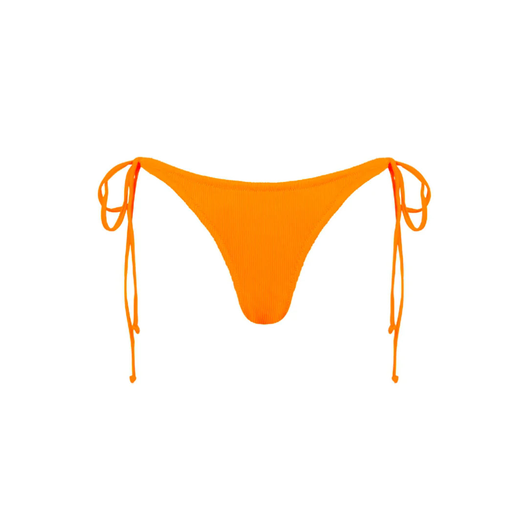 Papaya Ribbed Full Coverage Tie Side Bottom