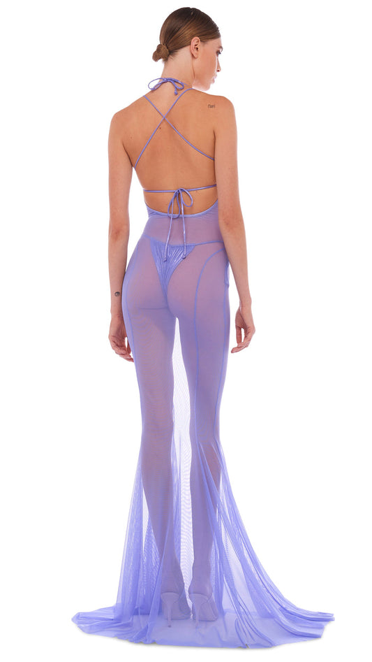 Lilac Low Back Slip Fishtail Gown