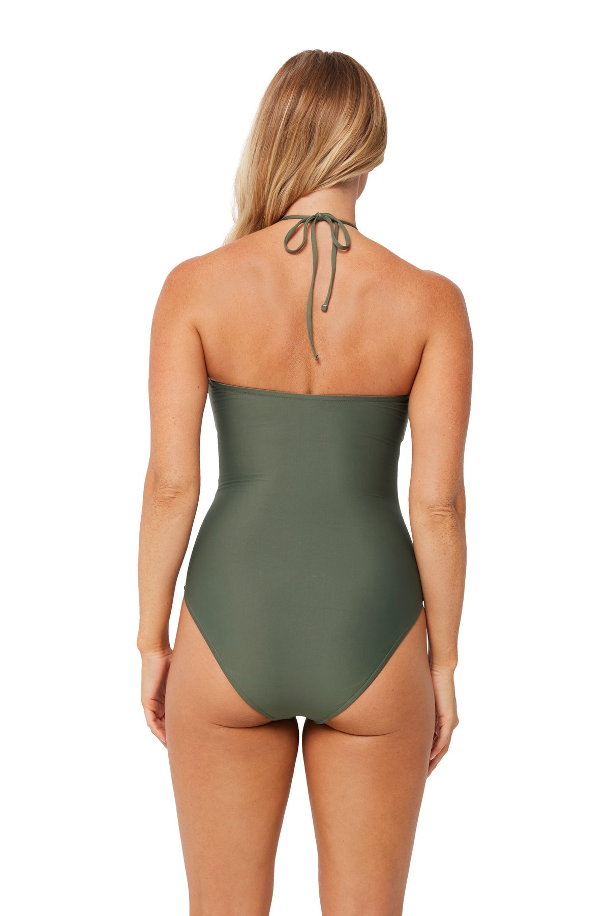 Khaki Keyhole Bandeau One Piece