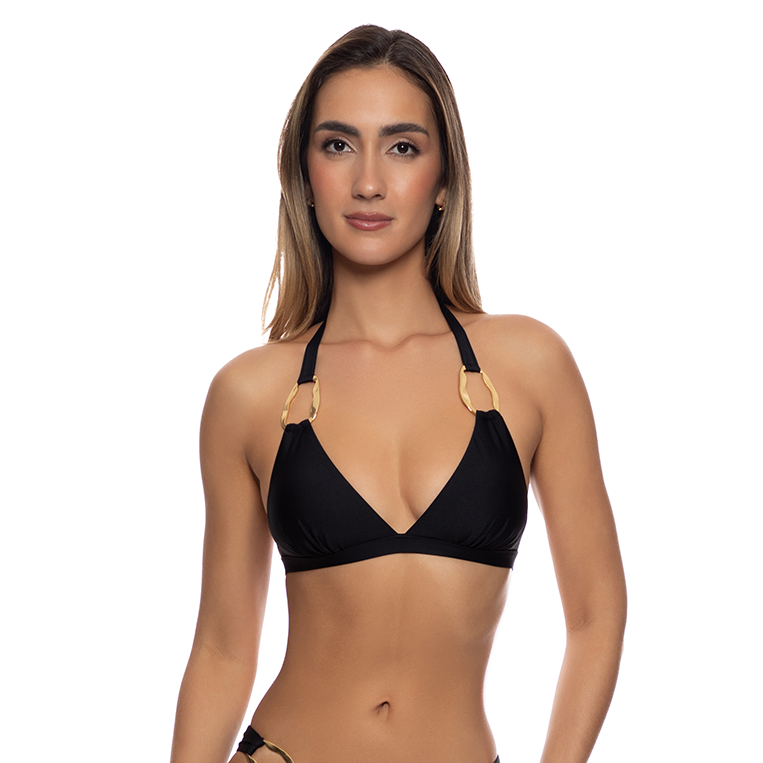 Black Femme Allure Rings Halter Top