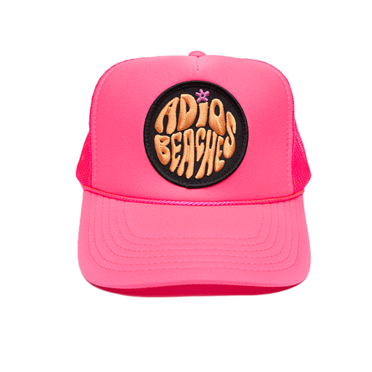Pink Adios Beaches Patch Trucker Hat