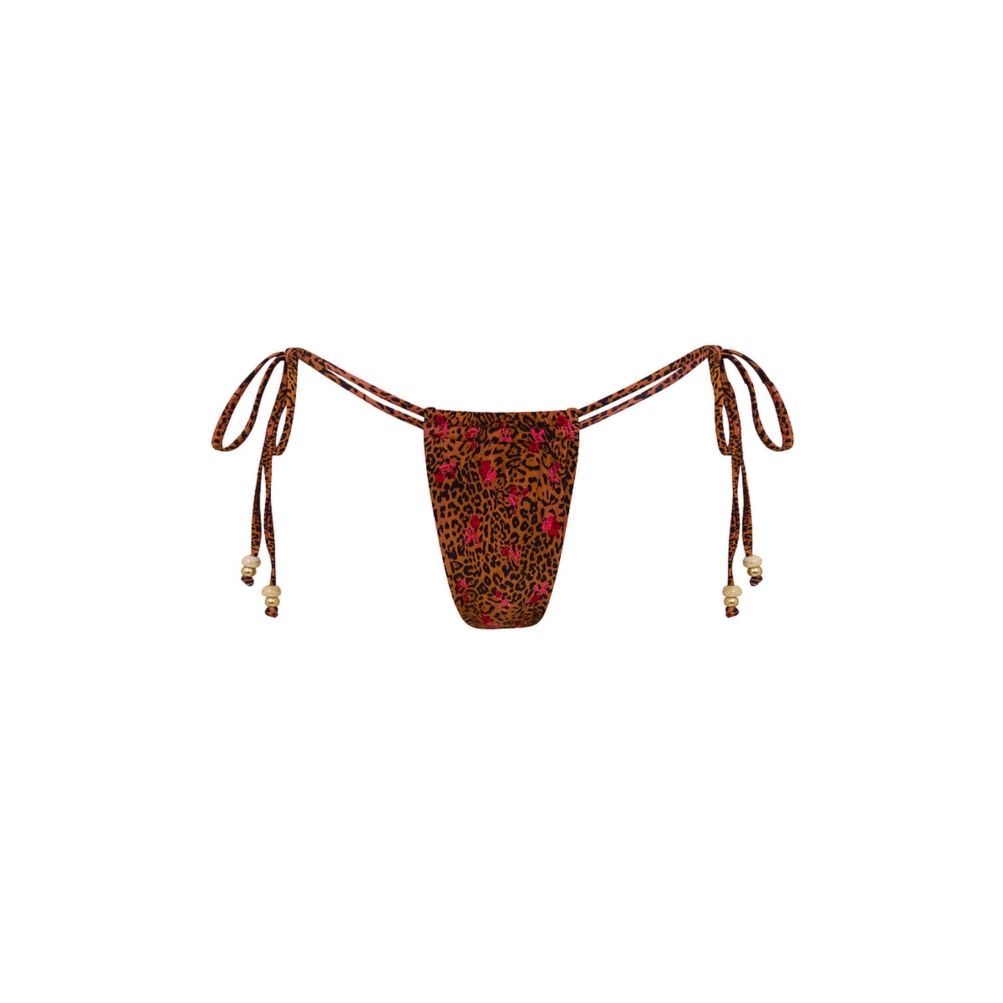 Wild Rose Tie Ruched Thong Bottom