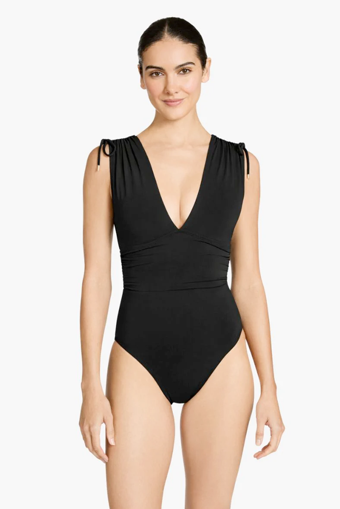Black Ava V Plunge One Piece