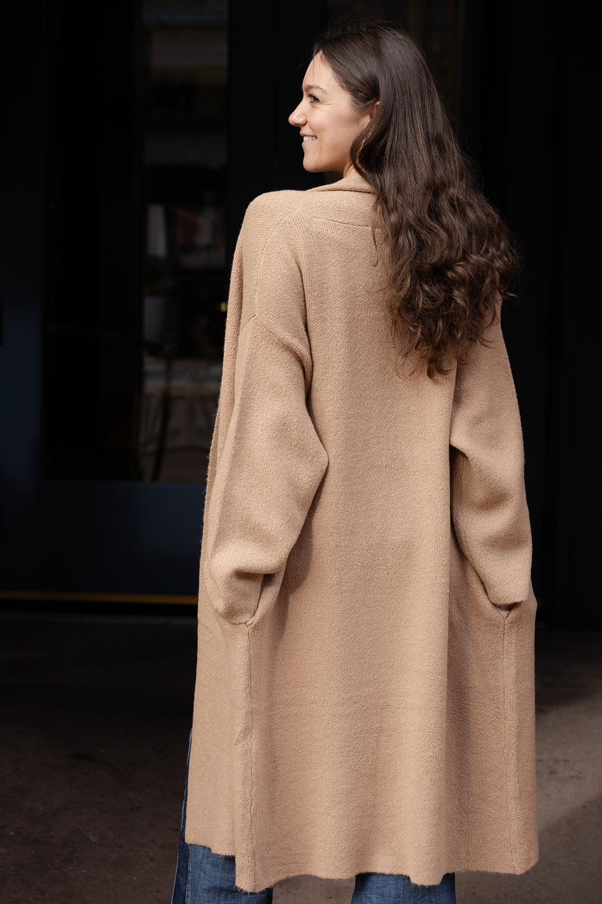 Dark Taupe Katherine Knee Length Cardigan