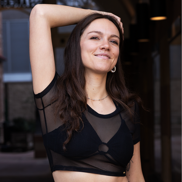 Black Sheer Intentions Mesh Crop Top