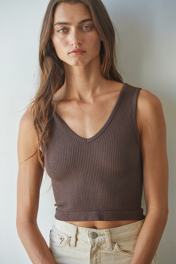 Coffee Bean Seamless U/V Neck Reversible Tank Top