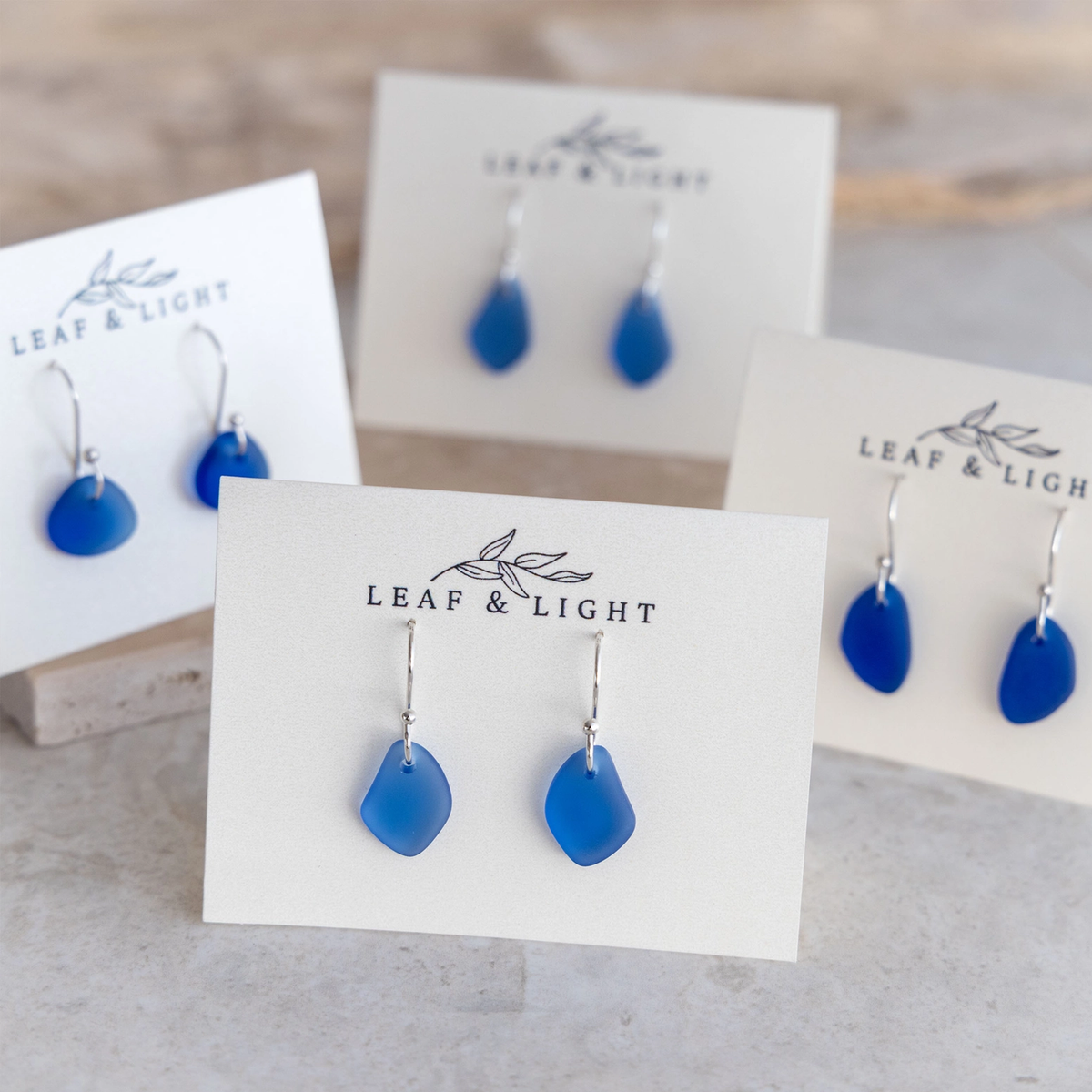 Blue Coastal Sea Glass Drop Earrings
