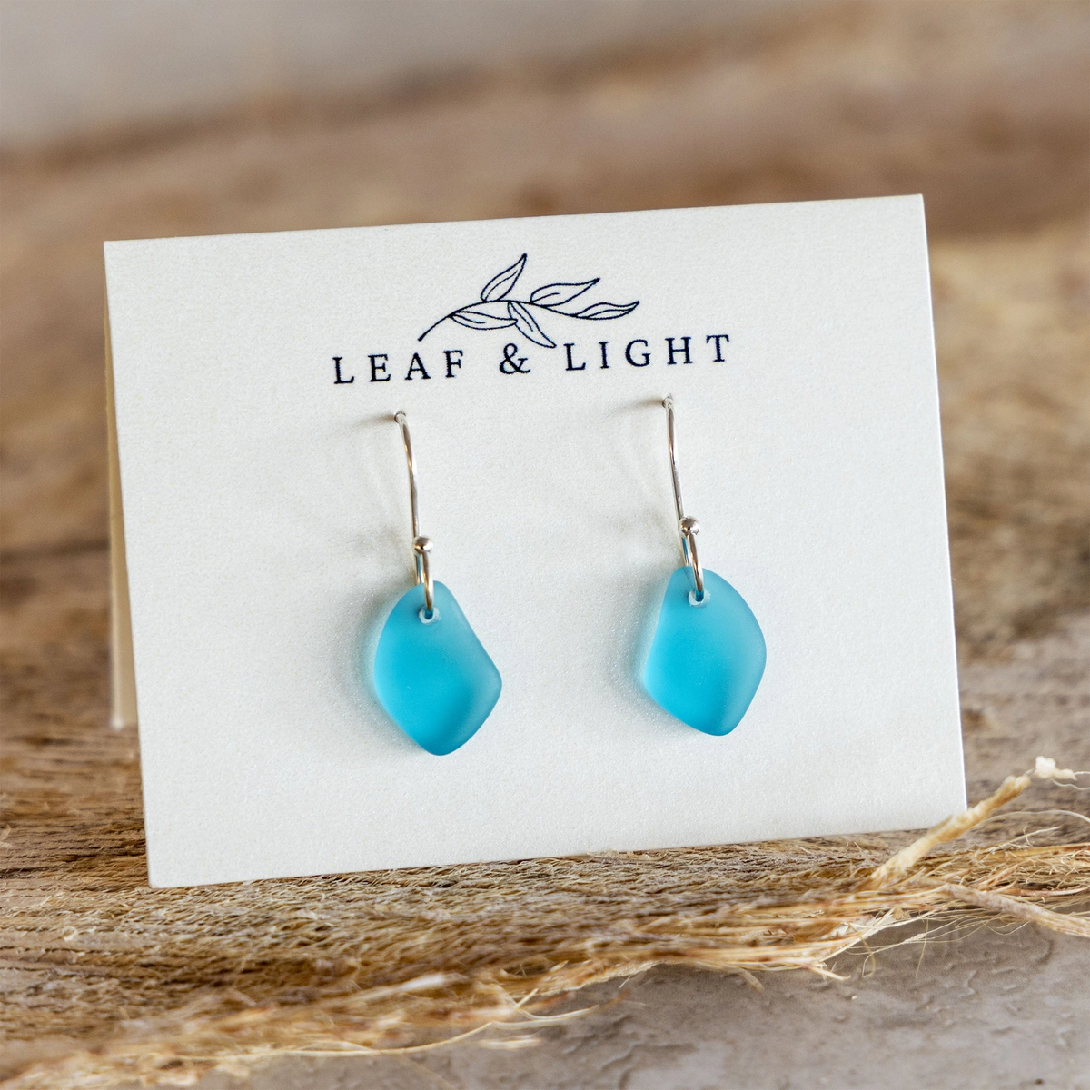 Blue Coastal Sea Glass Drop Earrings