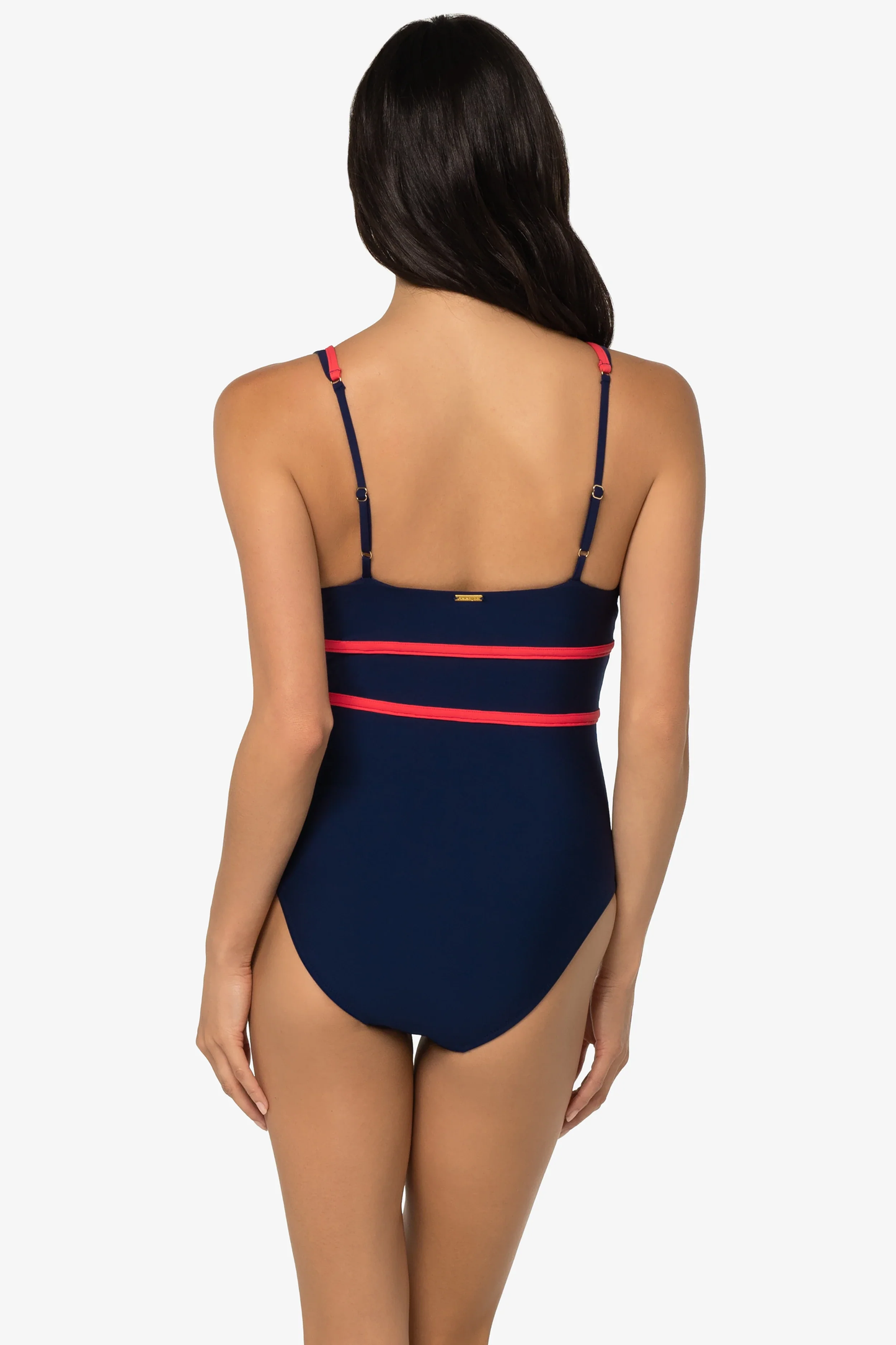 Ginger Navy Plunge Front Tie One Piece