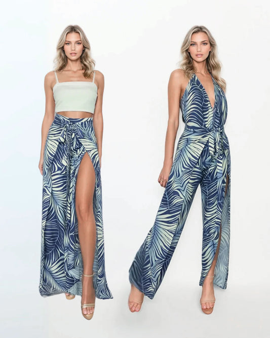 Island Print Pant to Jumpsuit