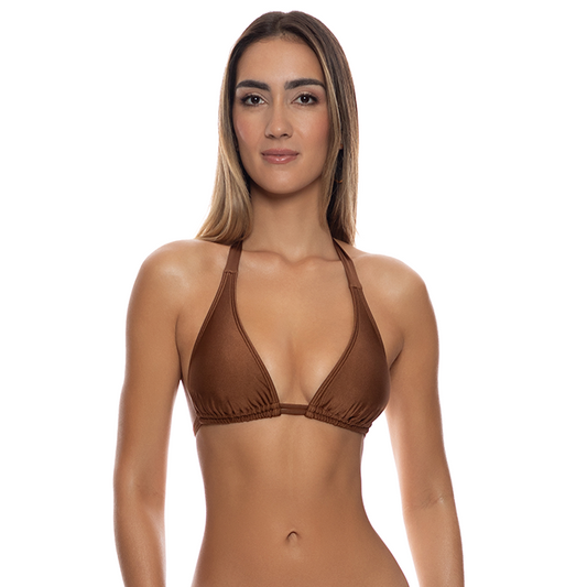 Brown Cosita Buena Triangle Halter Top
